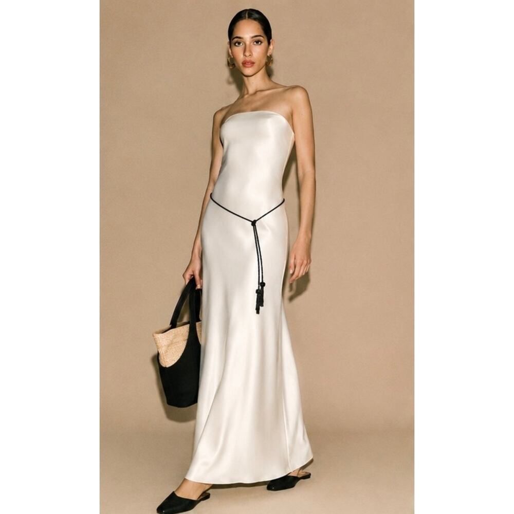 Reformation Oren Ivory Bridal Silk Maxi Dress Cowl Neck Bias Cut XL NWT
